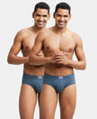 Super Combed Cotton Solid Brief with Ultrasoft Concealed Waistband - Deep Slate (Pack of 2)-1