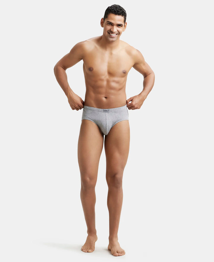 Super Combed Cotton Solid Brief with Ultrasoft Concealed Waistband - Grey Melange, Grey Melange-5