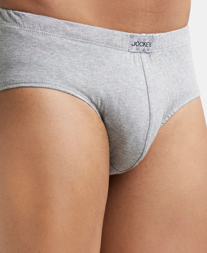 Super Combed Cotton Solid Brief with Ultrasoft Concealed Waistband - Grey Melange (Pack of 2)