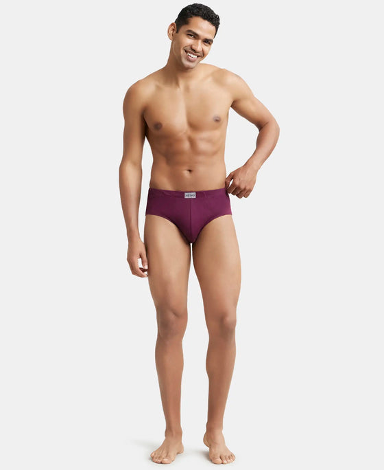 Super Combed Cotton Solid Brief with Ultrasoft Concealed Waistband - Wine Tasting-5