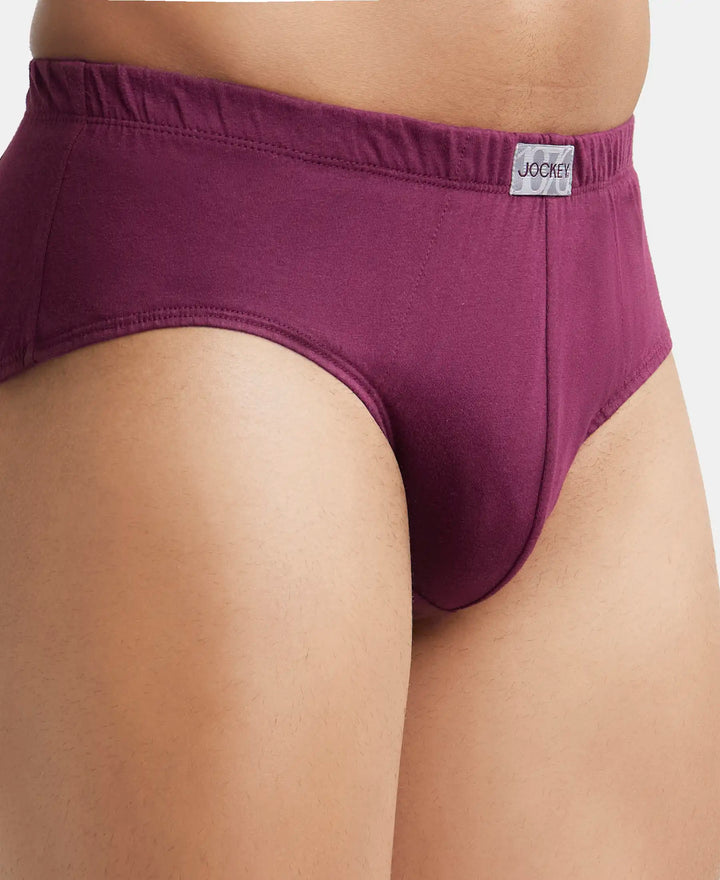 Super Combed Cotton Solid Brief with Ultrasoft Concealed Waistband - Wine Tasting (Pack of 2)