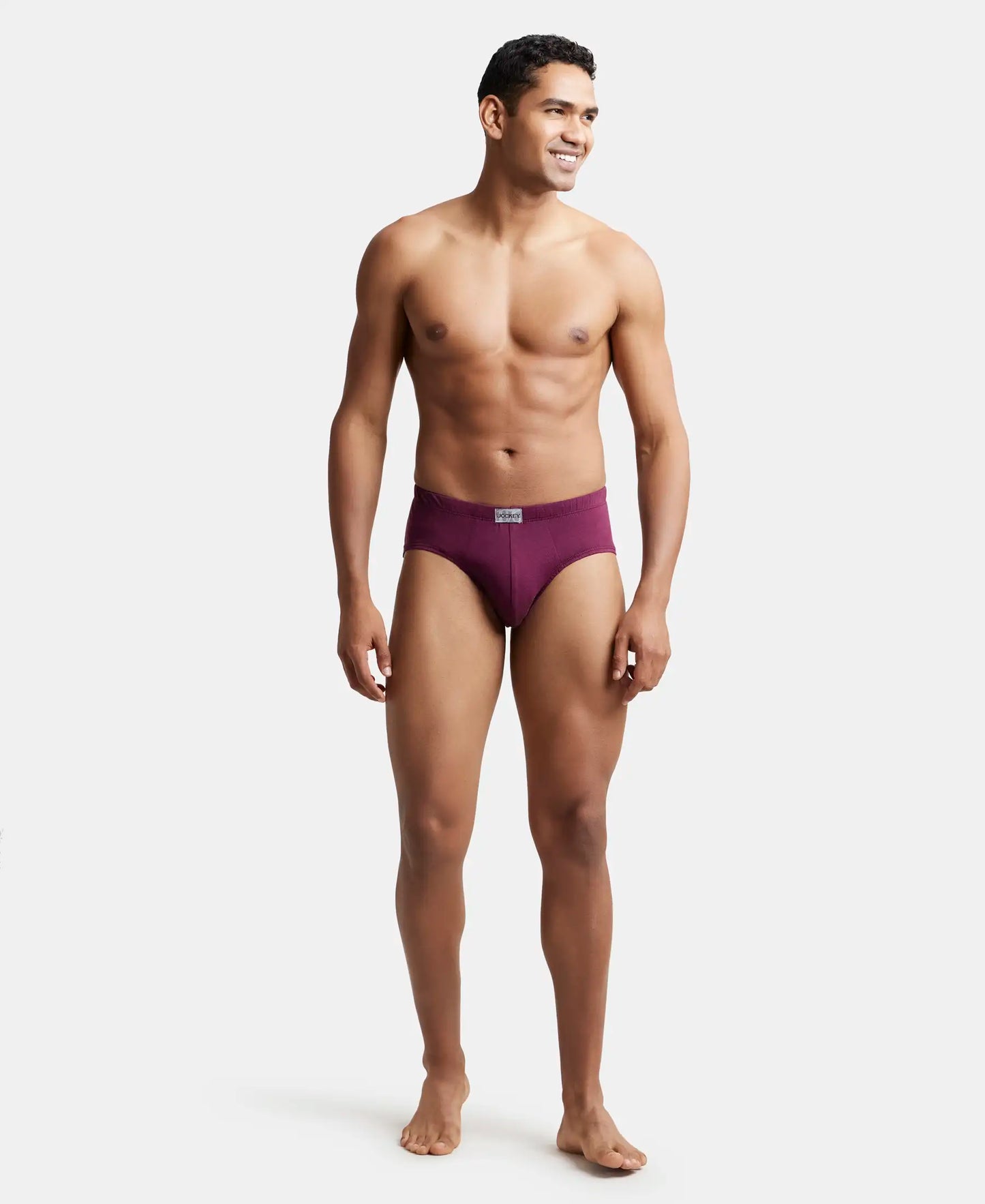 Super Combed Cotton Solid Brief with Ultrasoft Concealed Waistband - Wine Tasting-5