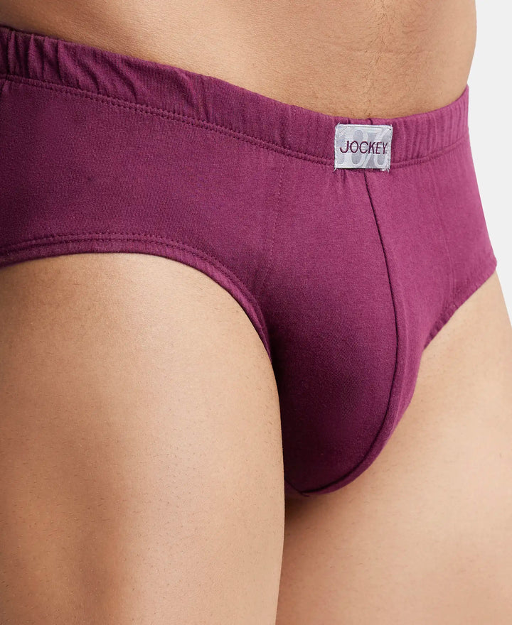Super Combed Cotton Solid Brief with Ultrasoft Concealed Waistband - Wine Tasting (Pack of 3)