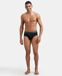 Super Combed Cotton Solid Brief with Ultrasoft Waistband - Black-4