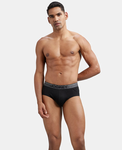 Super Combed Cotton Solid Brief with Ultrasoft Waistband - Black-5