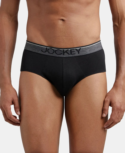 Super Combed Cotton Solid Brief with Ultrasoft Waistband - Black-2
