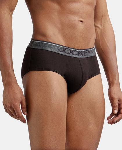 Super Combed Cotton Solid Brief with Ultrasoft Waistband - Brown-2