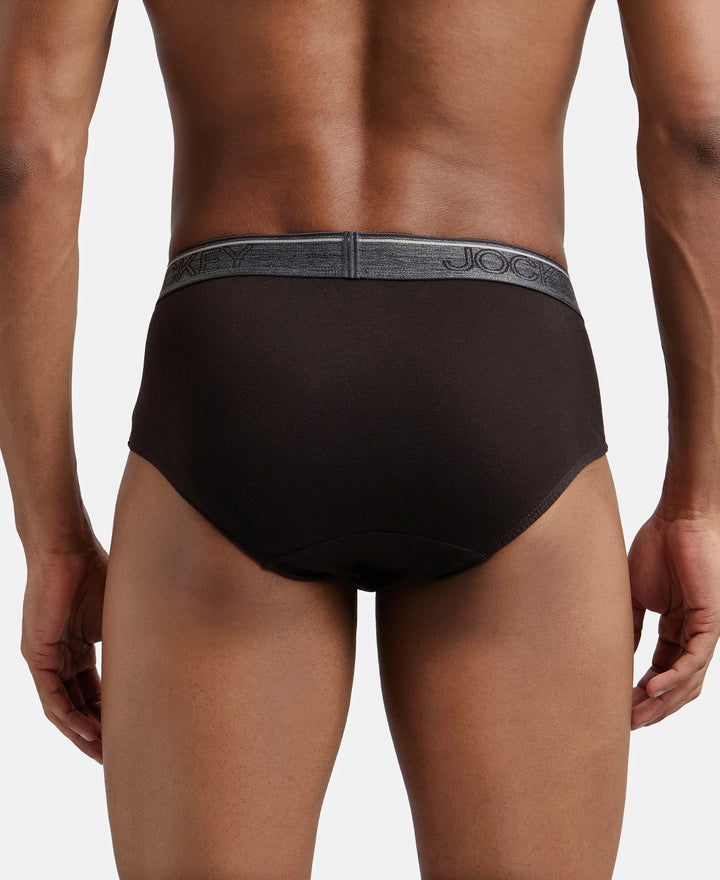 Super Combed Cotton Solid Brief with Ultrasoft Waistband - Brown-3