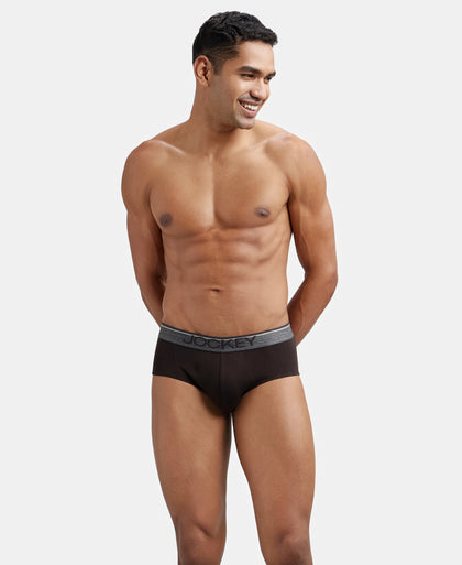 Super Combed Cotton Solid Brief with Ultrasoft Waistband - Brown-5