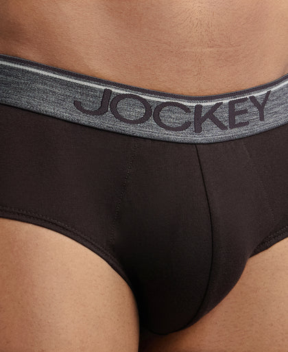 Super Combed Cotton Solid Brief with Ultrasoft Waistband - Brown-7