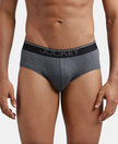 Super Combed Cotton Solid Brief with Ultrasoft Waistband - Charcoal Melange-1