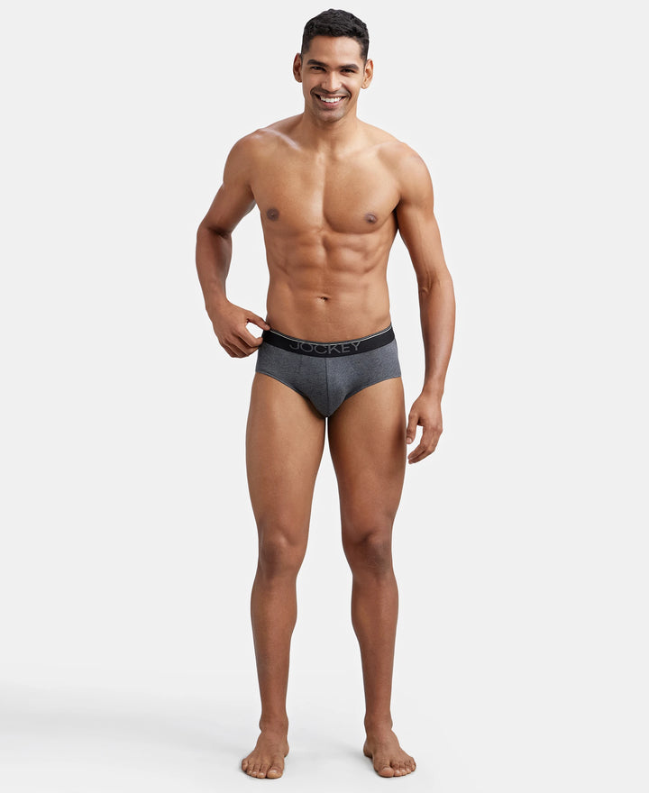 Super Combed Cotton Solid Brief with Ultrasoft Waistband - Charcoal Melange-6