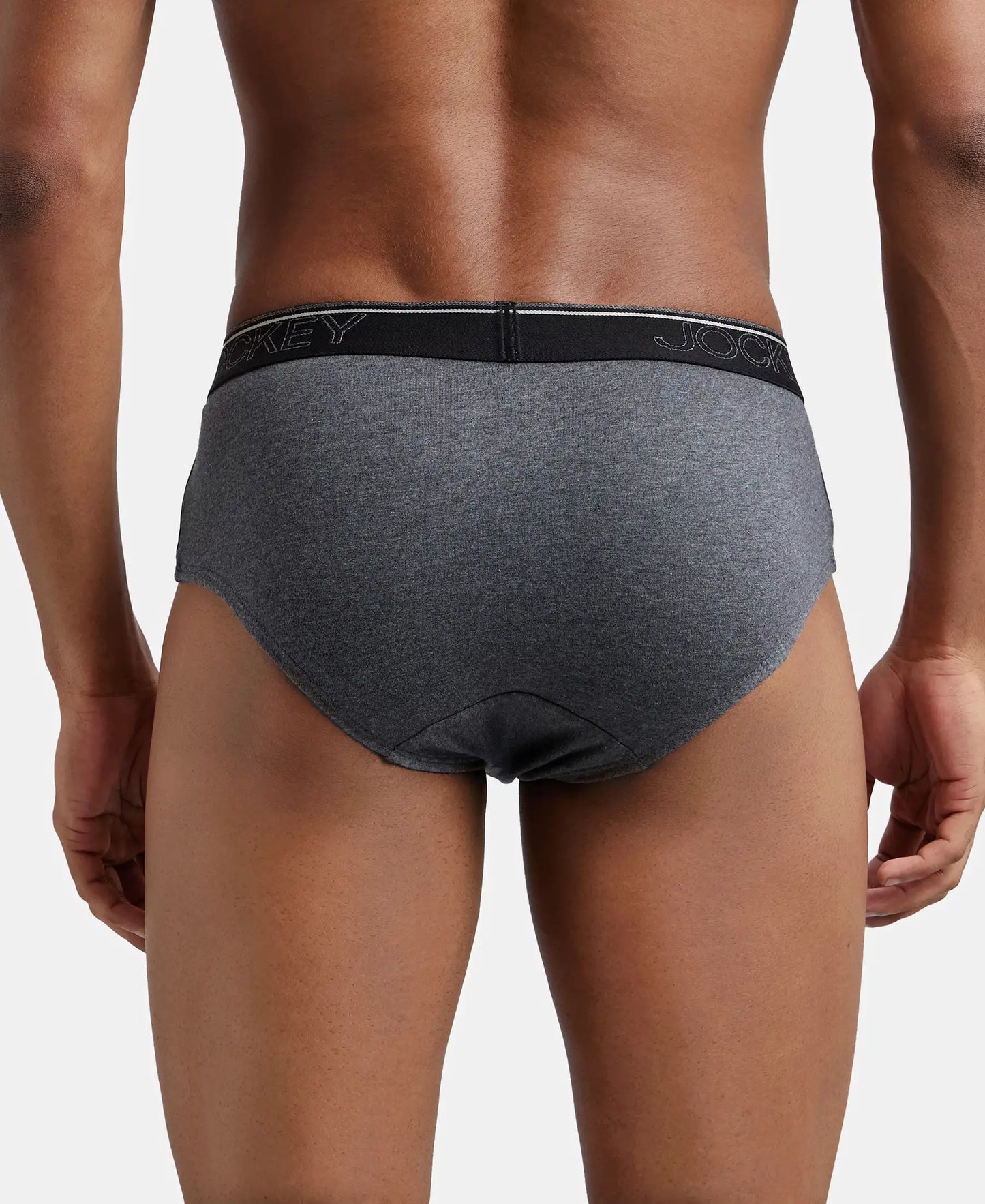 Super Combed Cotton Solid Brief with Ultrasoft Waistband - Charcoal Melange-4