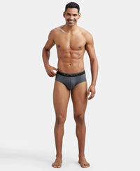 Super Combed Cotton Solid Brief with Ultrasoft Waistband - Charcoal Melange-7