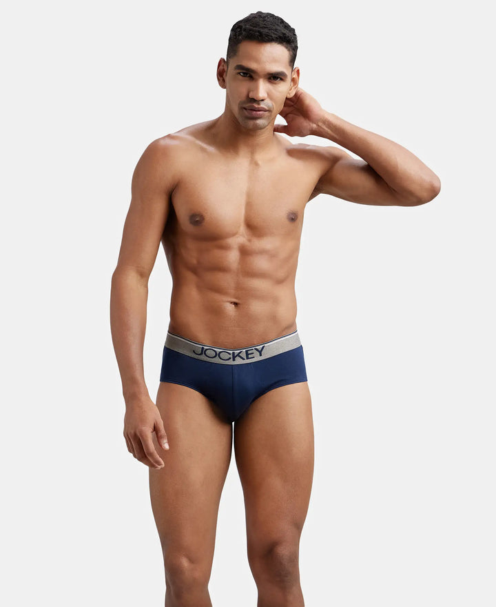 Super Combed Cotton Solid Brief with Ultrasoft Waistband - Deep Navy-5