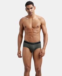 Super Combed Cotton Solid Brief with Ultrasoft Waistband - Deep Olive-5