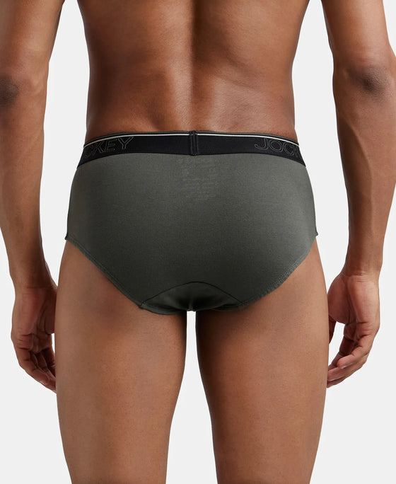 Super Combed Cotton Solid Brief with Ultrasoft Waistband - Deep Olive-4