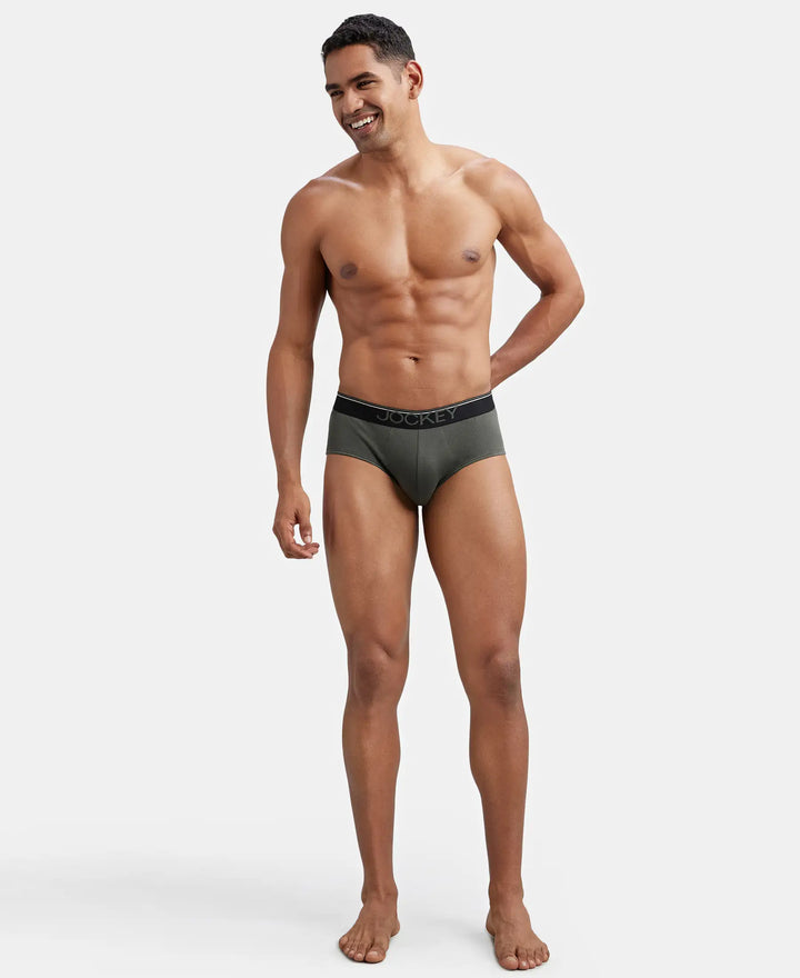 Super Combed Cotton Solid Brief with Ultrasoft Waistband - Deep Olive-7