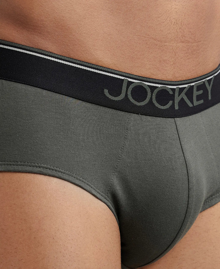Super Combed Cotton Solid Brief with Ultrasoft Waistband - Deep Olive (Pack of 2)