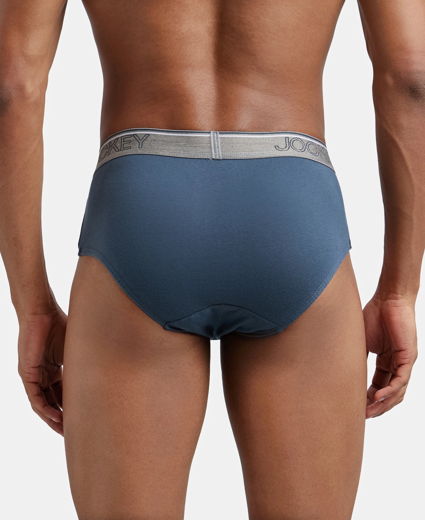 Super Combed Cotton Solid Brief with Ultrasoft Waistband - Deep Slate-3