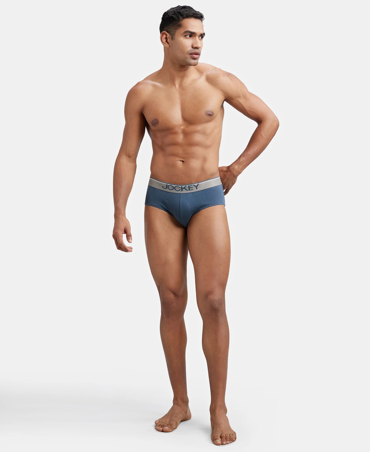 Super Combed Cotton Solid Brief with Ultrasoft Waistband - Deep Slate-6