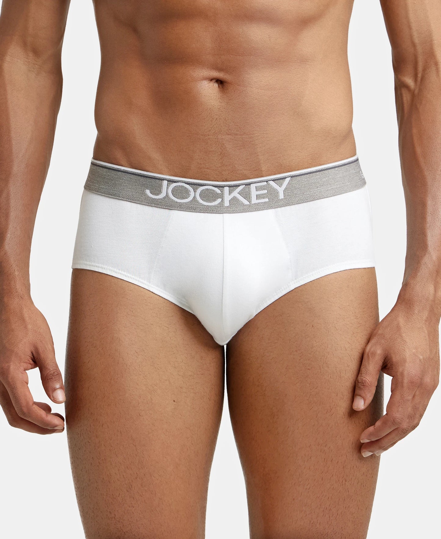 Super Combed Cotton Solid Brief with Ultrasoft Waistband - White-2