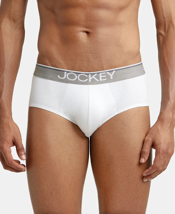 Super Combed Cotton Solid Brief with Ultrasoft Waistband - White-2