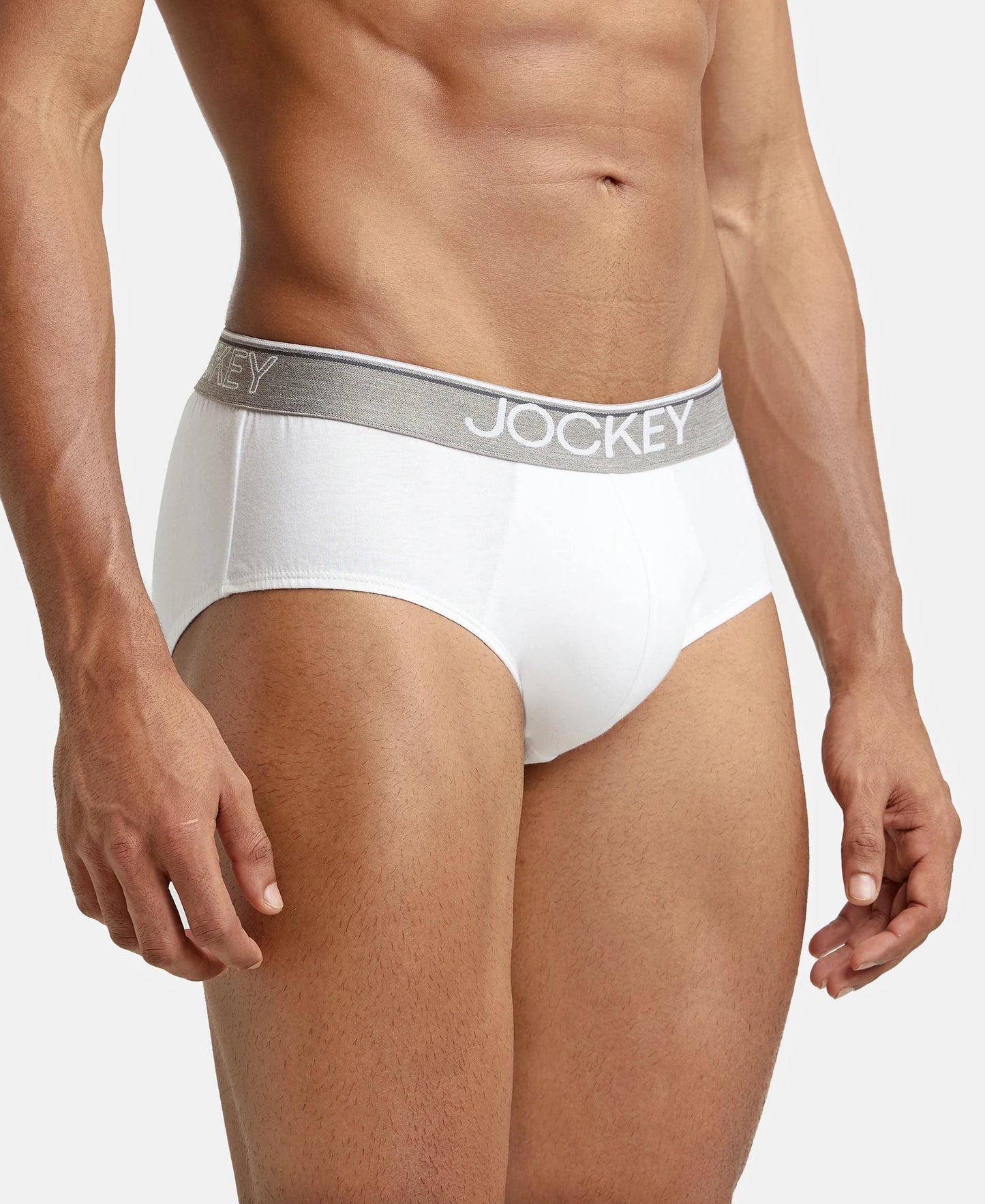 Super Combed Cotton Solid Brief with Ultrasoft Waistband - White-3