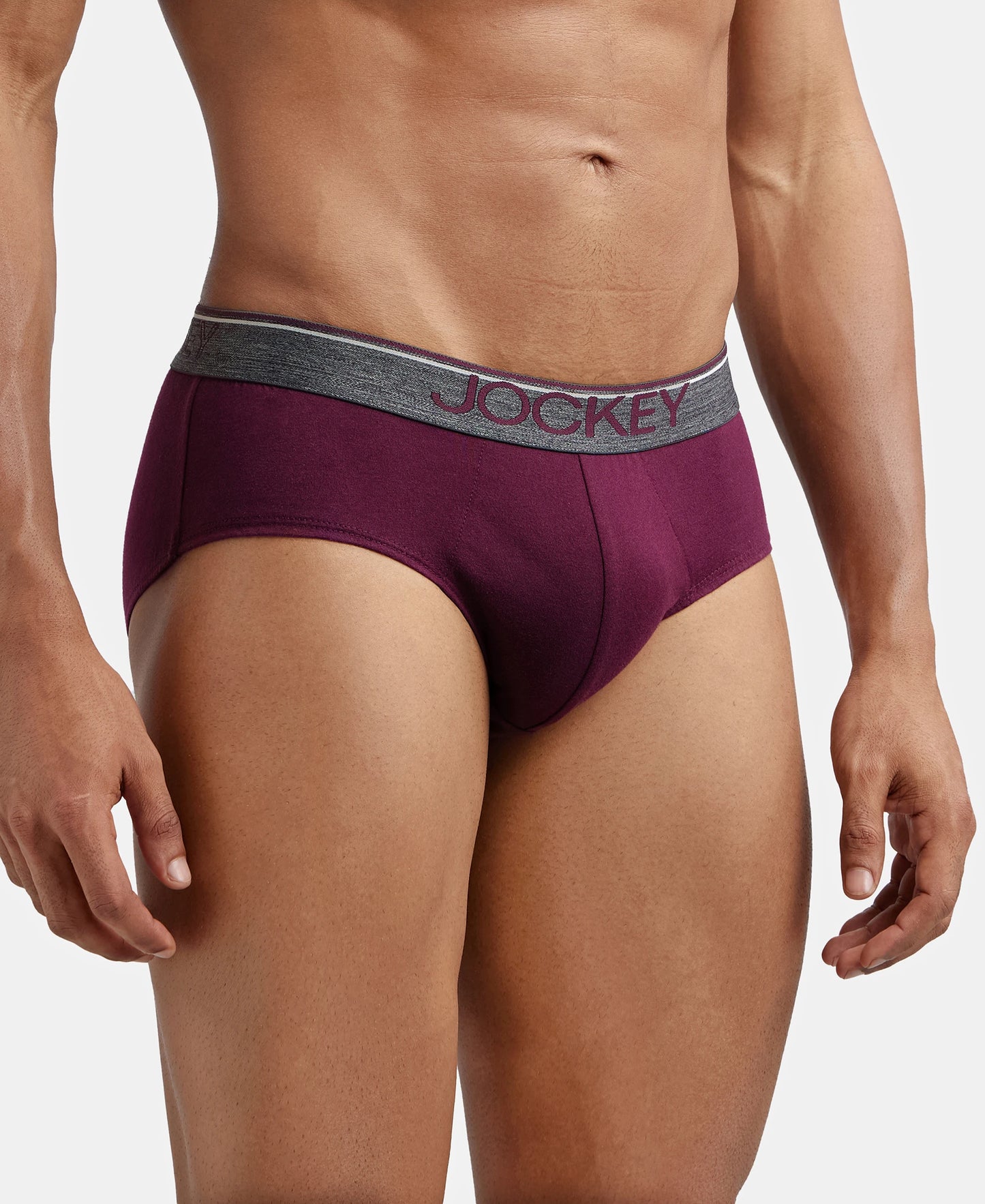 Super Combed Cotton Solid Brief with Ultrasoft Waistband - Wine Tasting-2