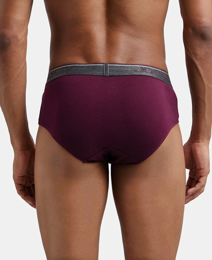 Super Combed Cotton Solid Brief with Ultrasoft Waistband - Wine Tasting-3
