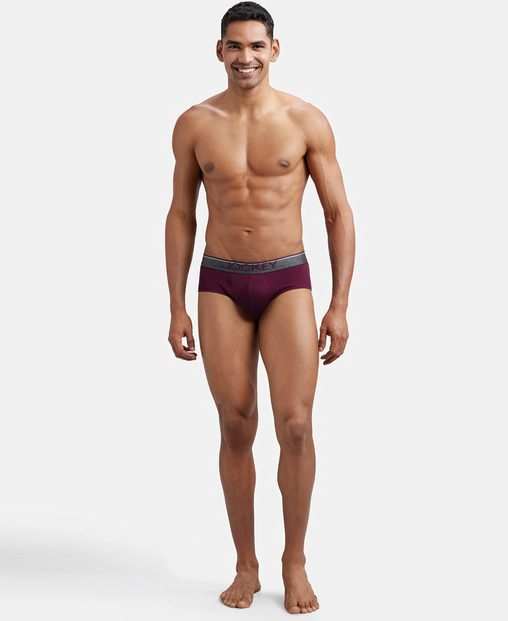 Super Combed Cotton Solid Brief with Ultrasoft Waistband - Wine Tasting-4