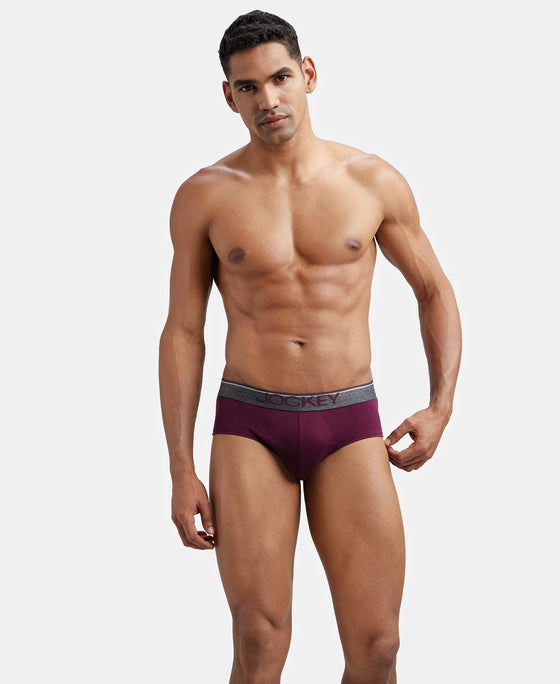 Super Combed Cotton Solid Brief with Ultrasoft Waistband - Wine Tasting-5