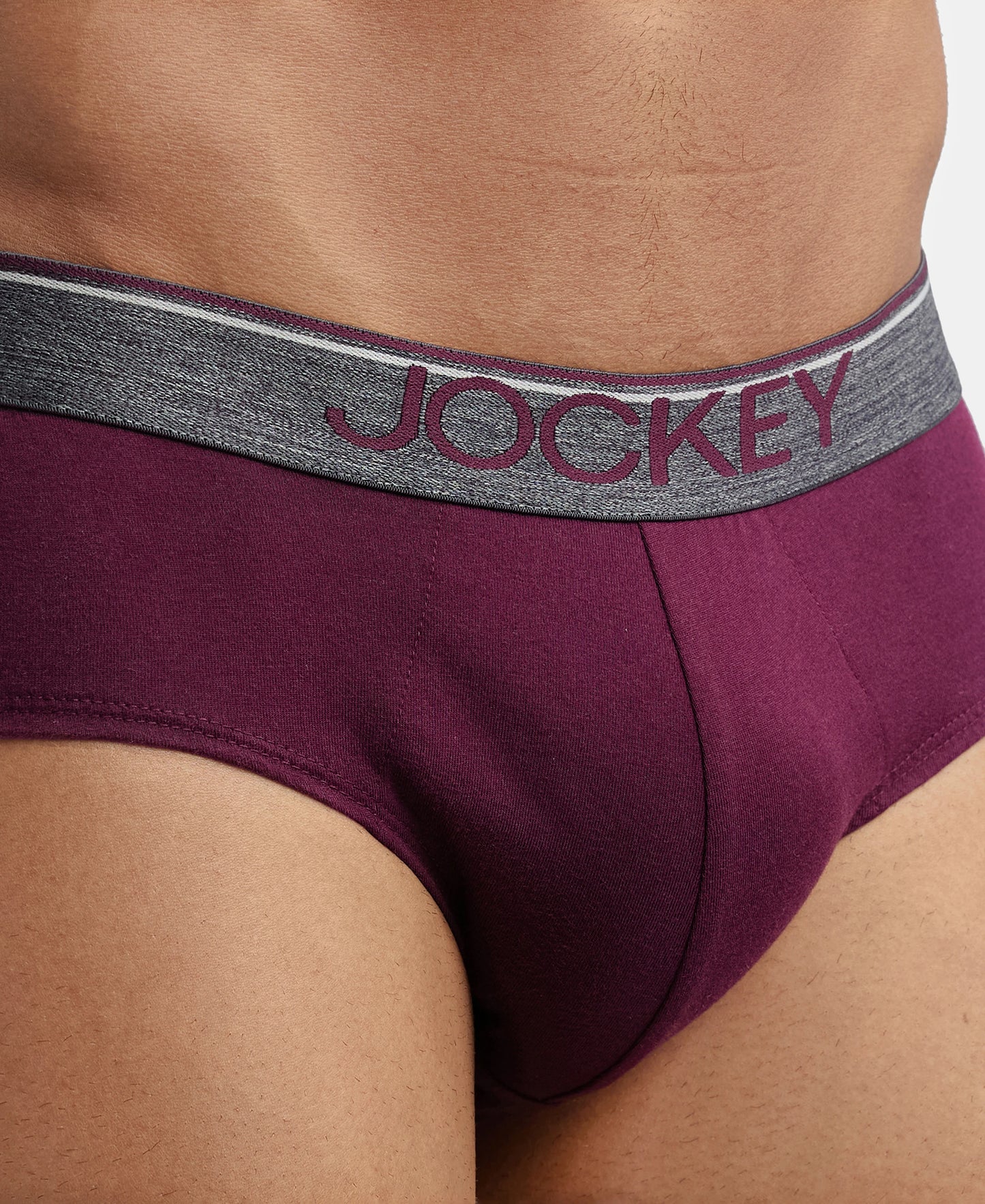 Super Combed Cotton Solid Brief with Ultrasoft Waistband - Wine Tasting-7