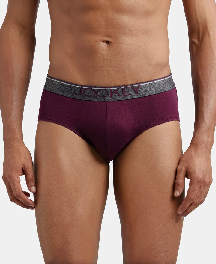 Super Combed Cotton Solid Brief with Ultrasoft Waistband - Wine Tasting-2