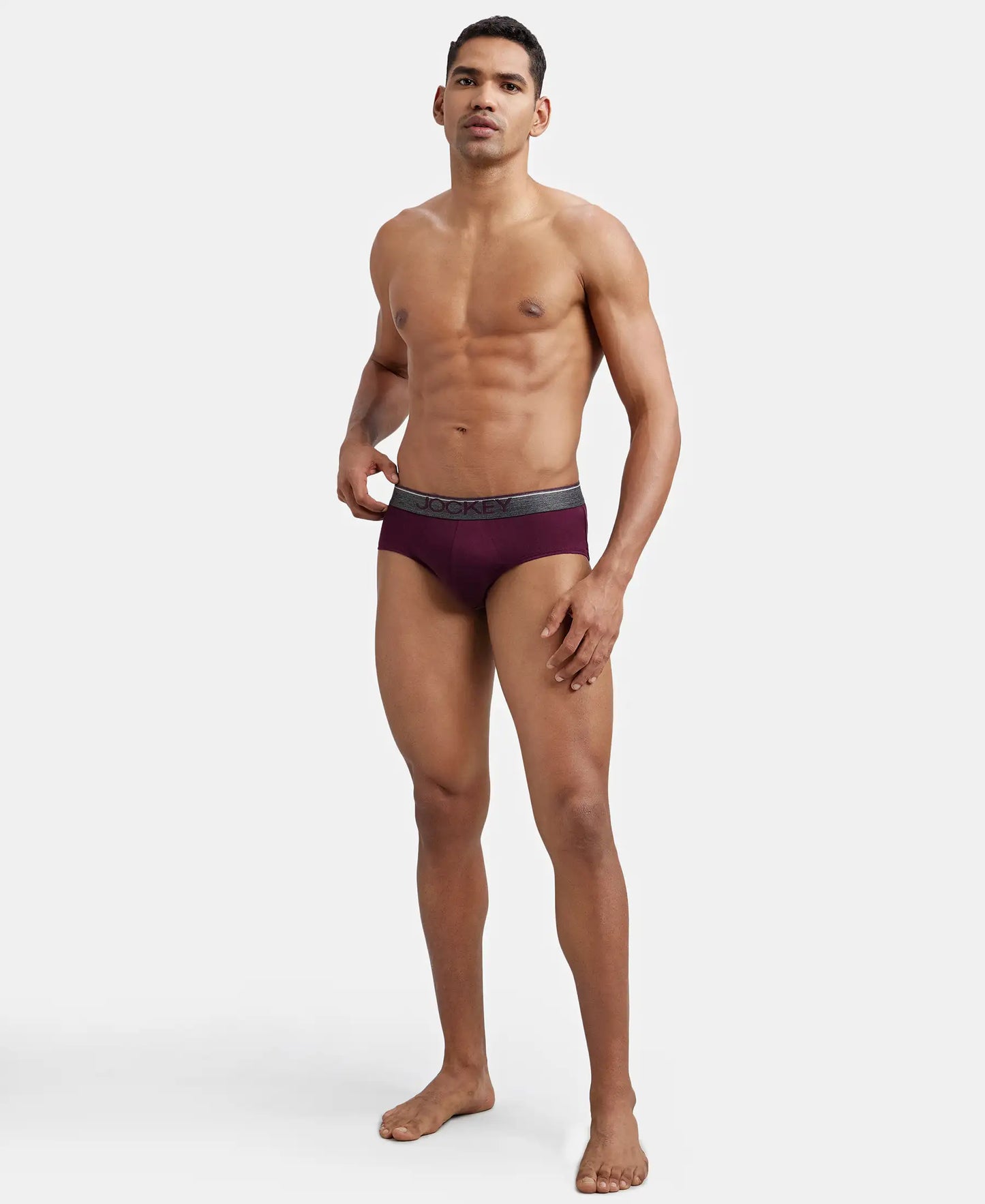 Super Combed Cotton Solid Brief with Ultrasoft Waistband - Wine Tasting-7