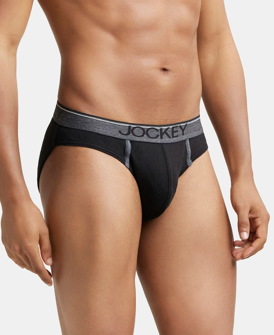 Super Combed Cotton Rib Solid Brief with Ultrasoft Waistband - Black-2