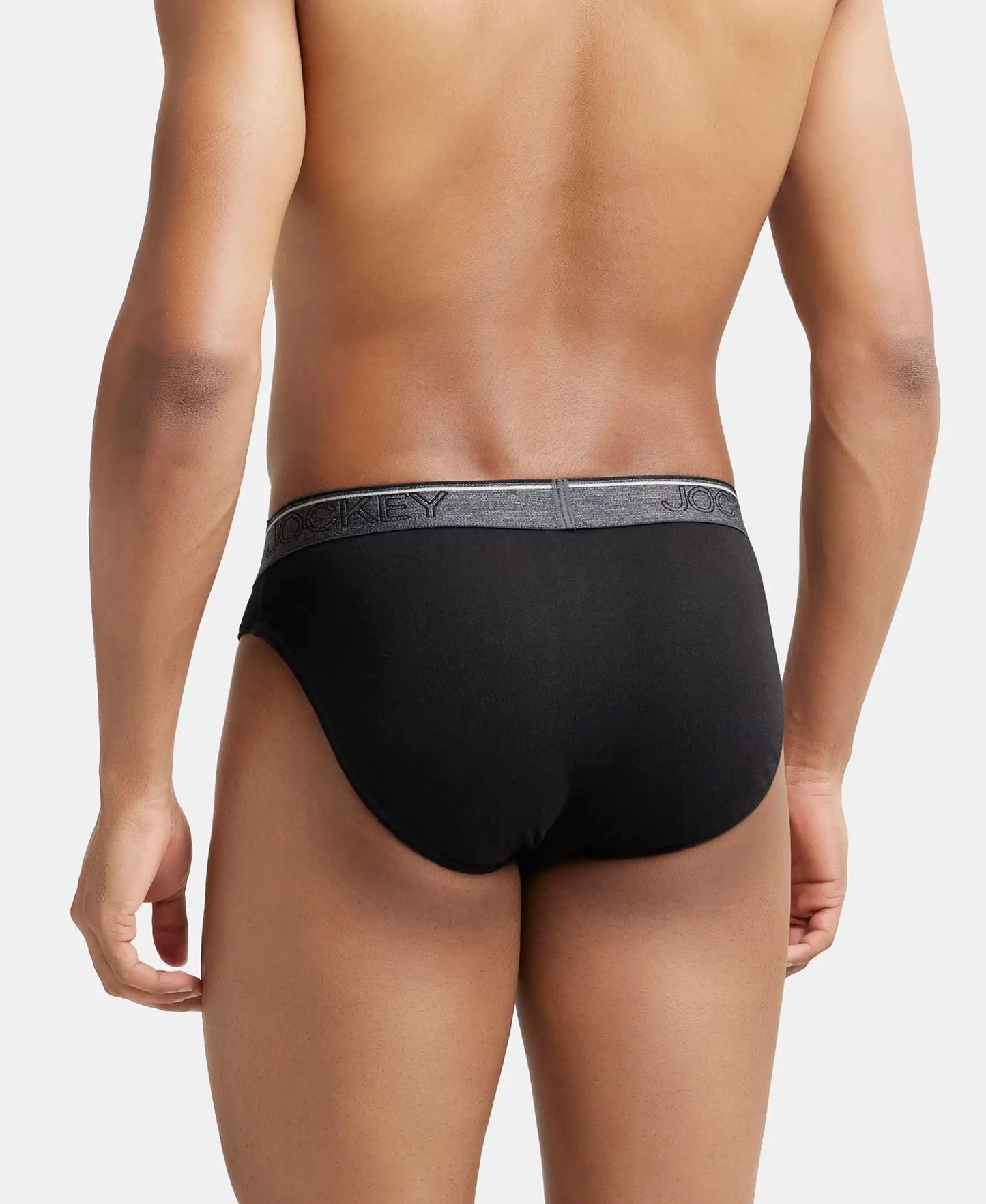 Super Combed Cotton Rib Solid Brief with Ultrasoft Waistband - Black-3