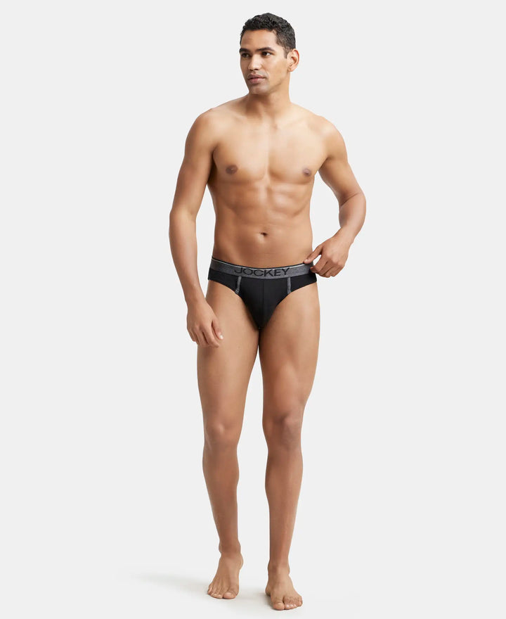 Super Combed Cotton Rib Solid Brief with Ultrasoft Waistband - Black-4