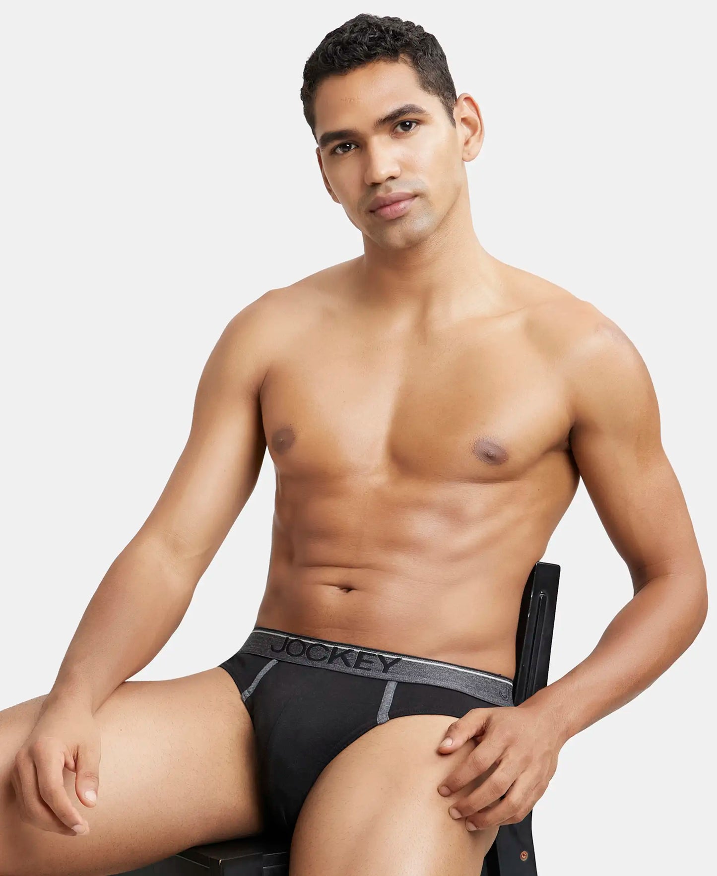 Super Combed Cotton Rib Solid Brief with Ultrasoft Waistband - Black-5