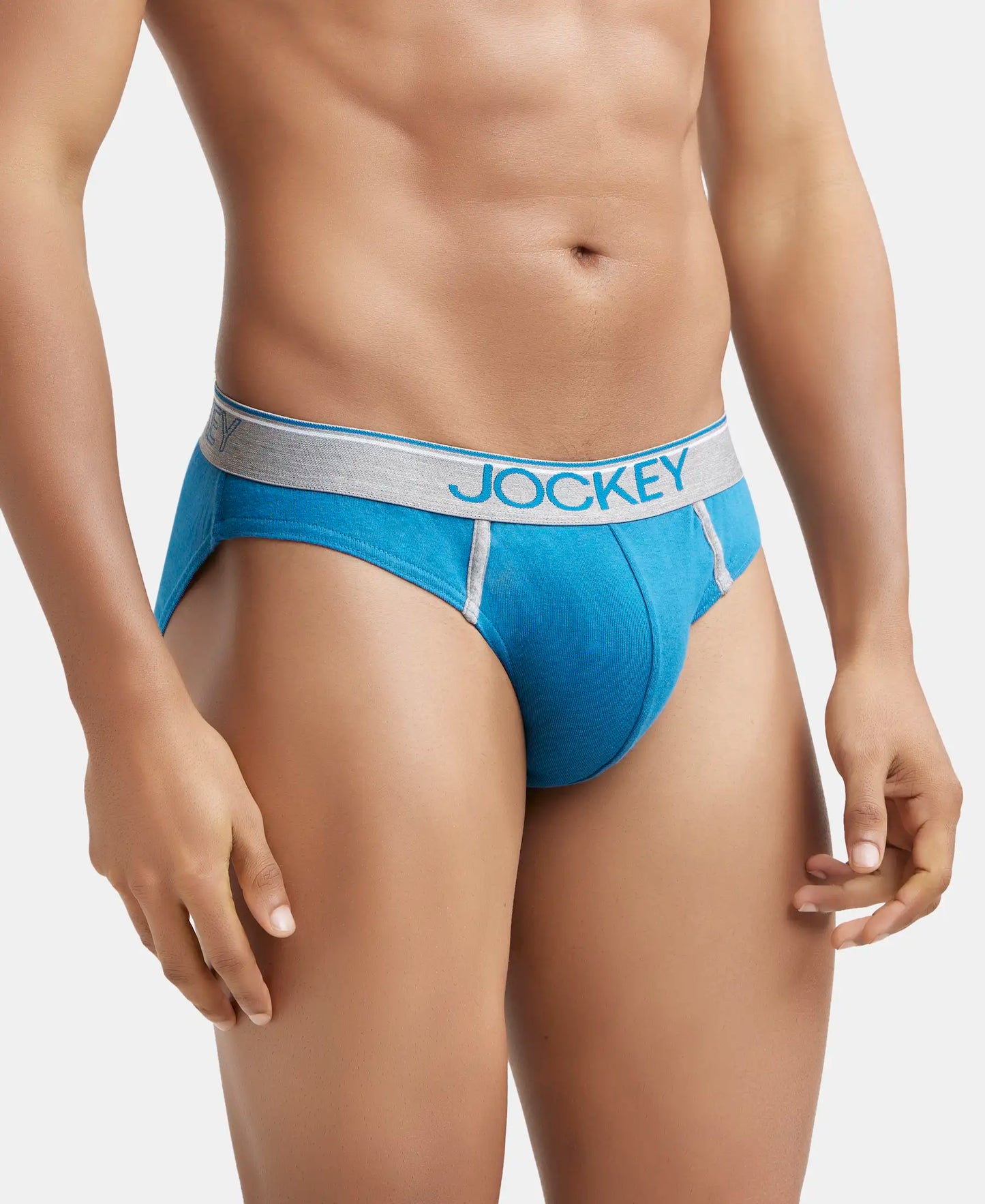 Super Combed Cotton Rib Solid Brief with Ultrasoft Waistband - Blue Saphire-2