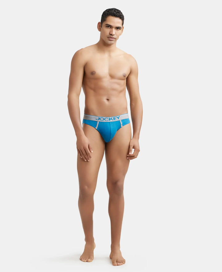 Super Combed Cotton Rib Solid Brief with Ultrasoft Waistband - Blue Saphire-4