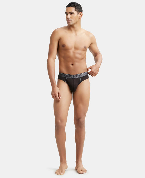 Super Combed Cotton Rib Solid Brief with Ultrasoft Waistband - Brown-4