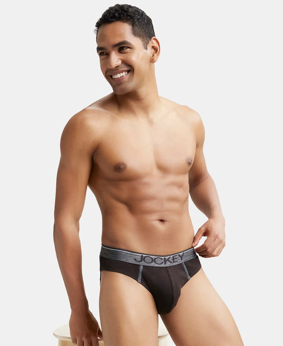 Super Combed Cotton Rib Solid Brief with Ultrasoft Waistband - Brown-5