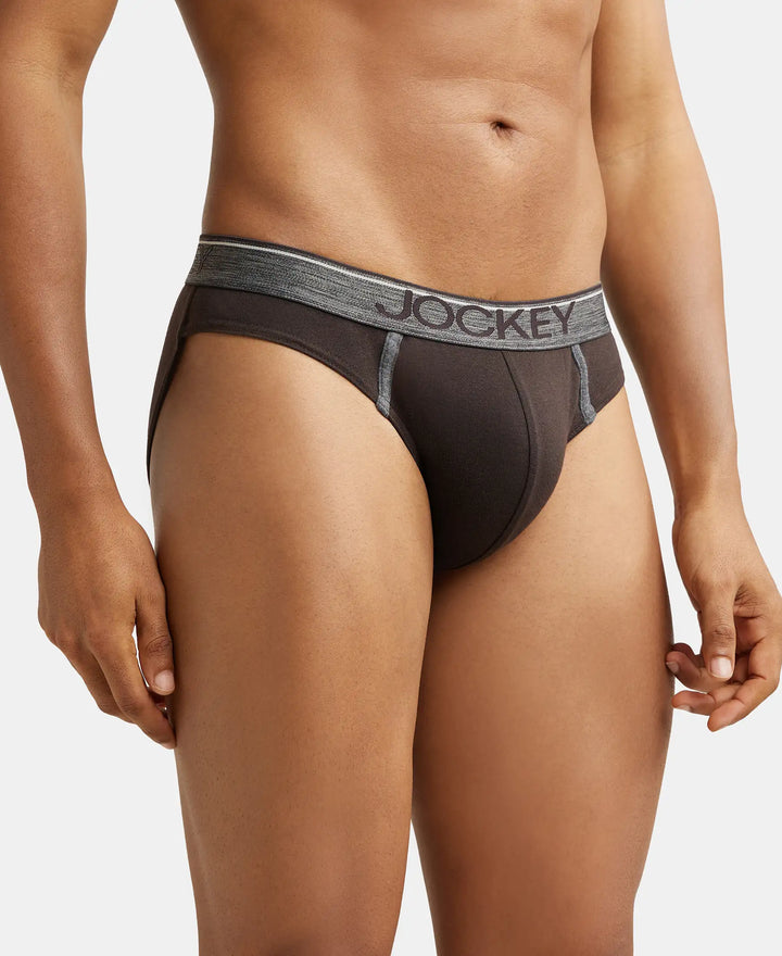 Super Combed Cotton Rib Solid Brief with Ultrasoft Waistband - Brown-3