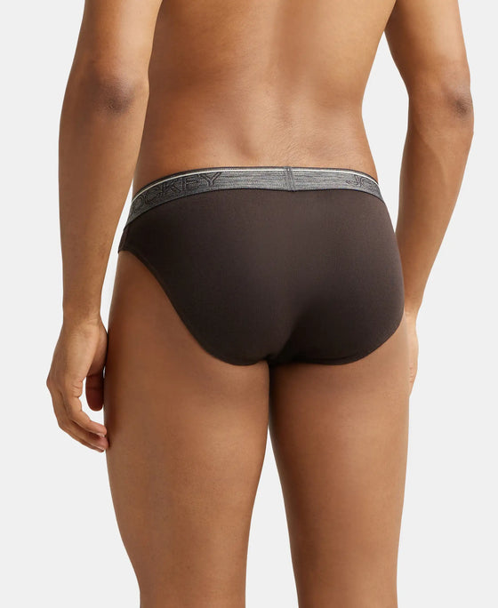 Super Combed Cotton Rib Solid Brief with Ultrasoft Waistband - Brown-4