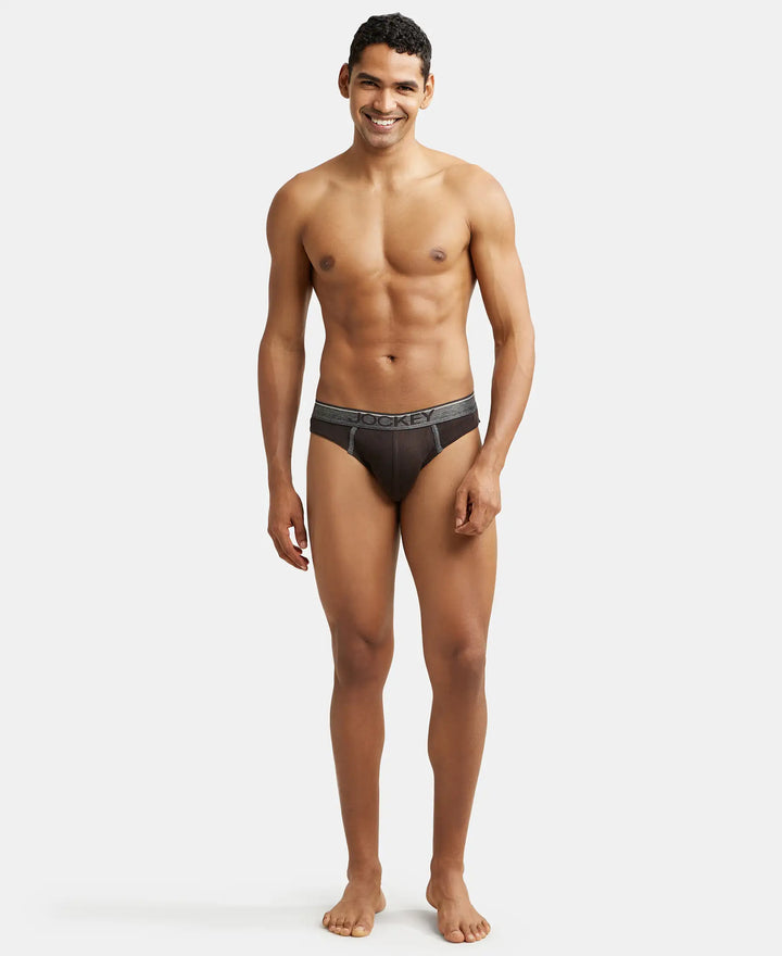 Super Combed Cotton Rib Solid Brief with Ultrasoft Waistband - Brown-5