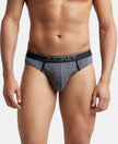 Super Combed Cotton Rib Solid Brief with Ultrasoft Waistband - Charcoal Melange-1