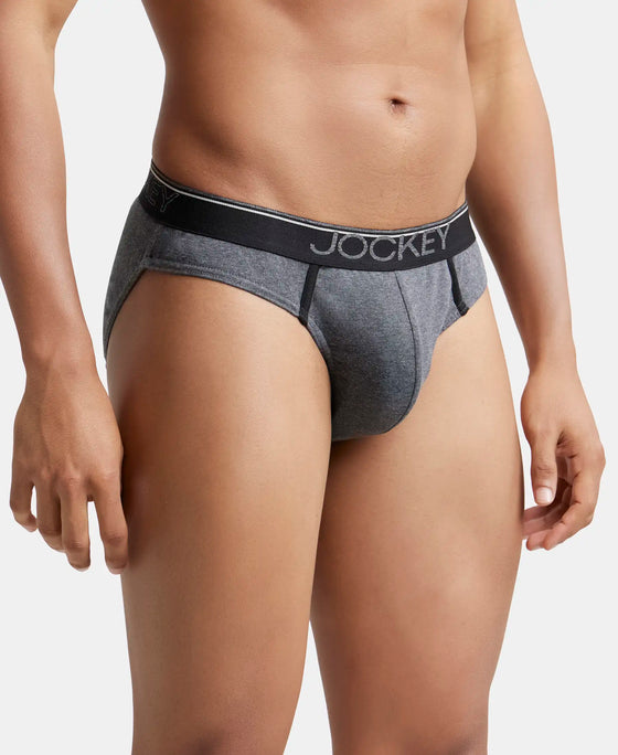 Super Combed Cotton Rib Solid Brief with Ultrasoft Waistband - Charcoal Melange-2
