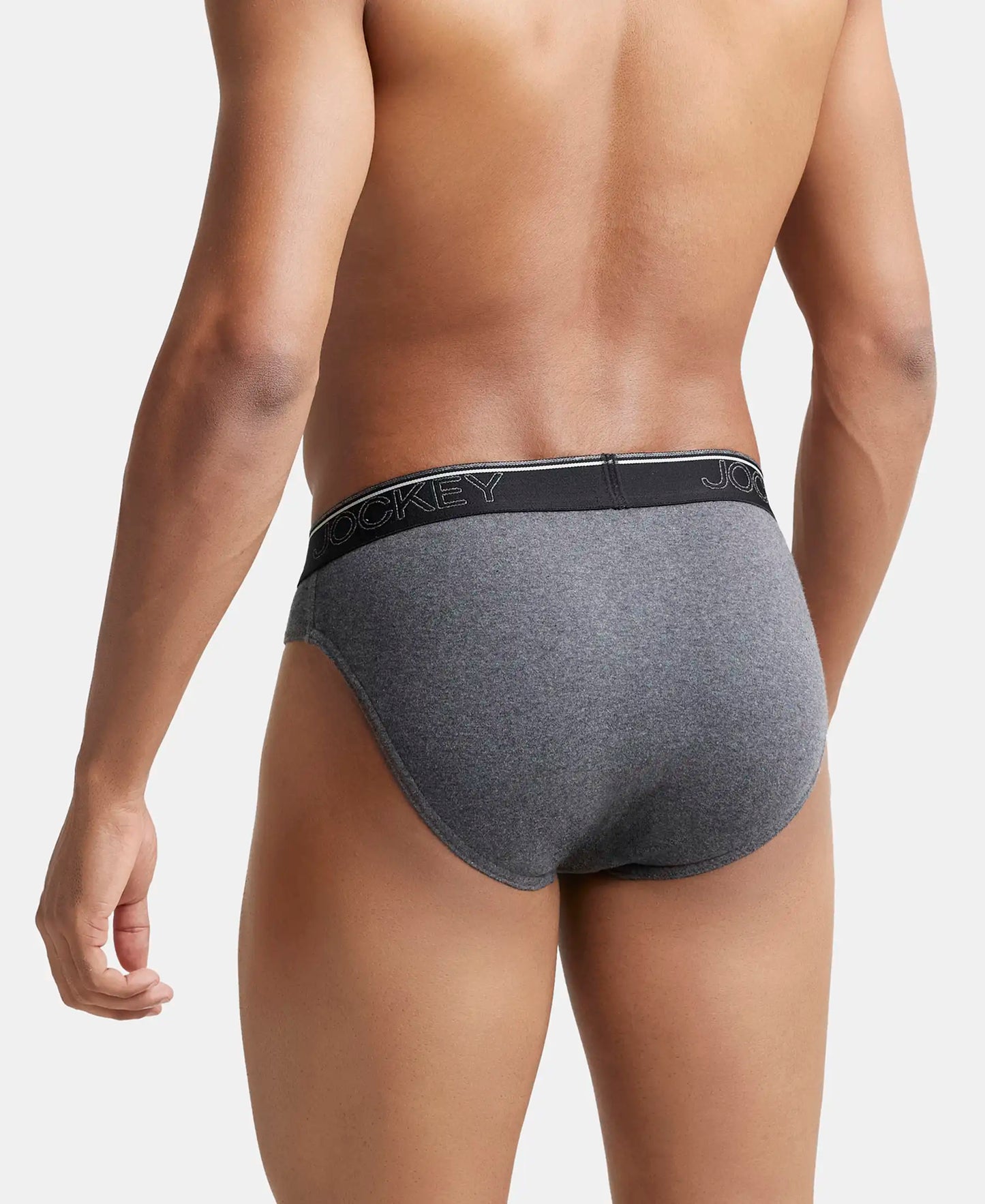 Super Combed Cotton Rib Solid Brief with Ultrasoft Waistband - Charcoal Melange-3