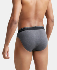 Super Combed Cotton Rib Solid Brief with Ultrasoft Waistband - Charcoal Melange-3